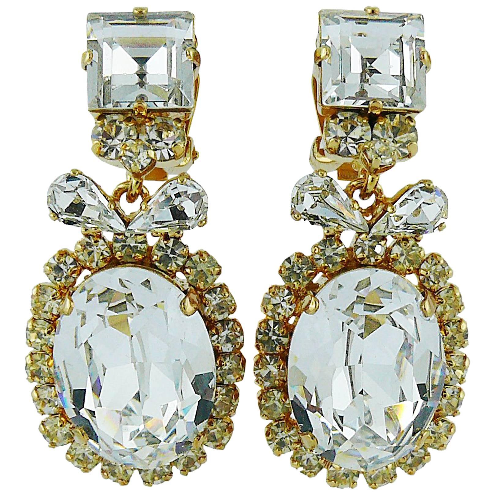 Christian Dior Vintage Diamante Dangling Earrings