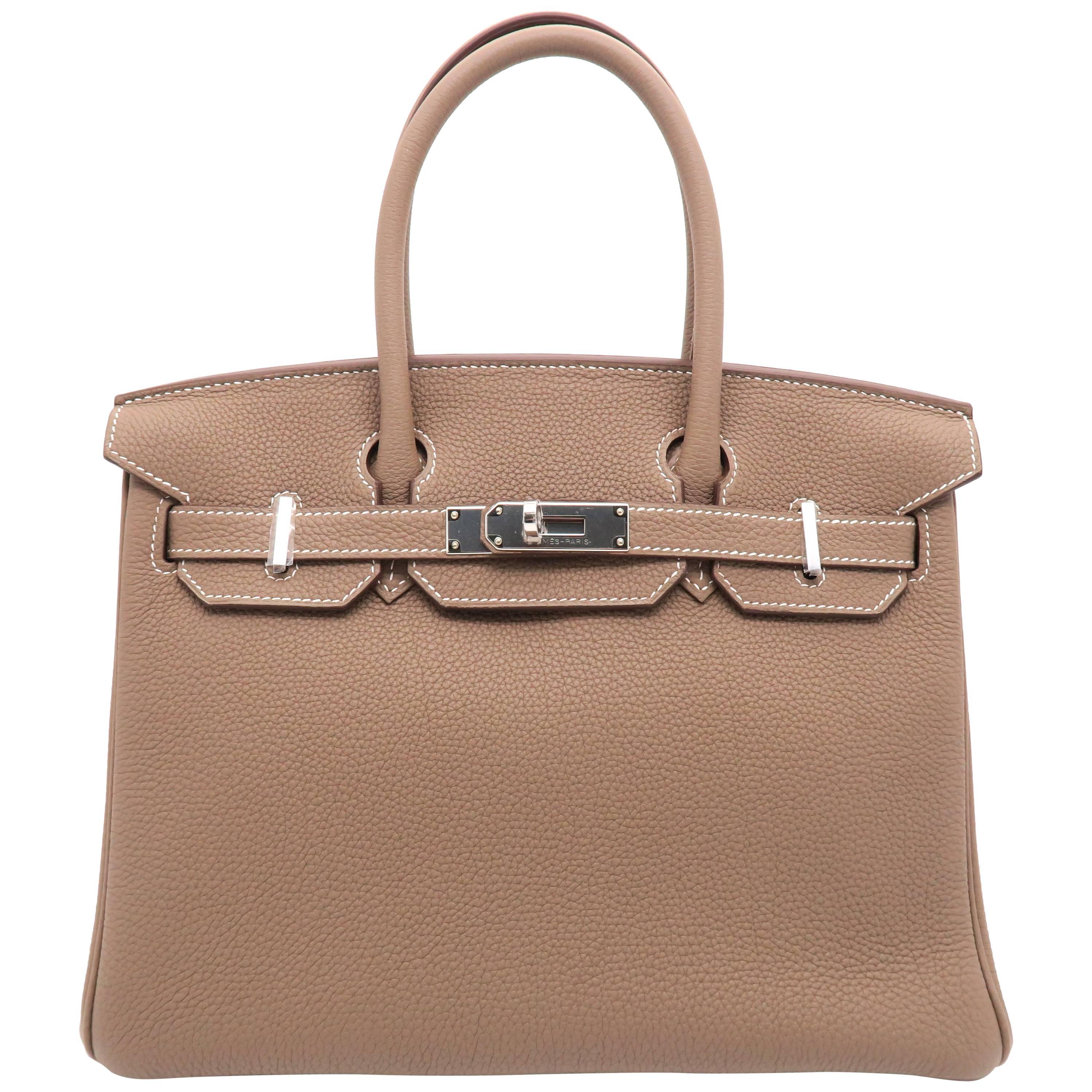 Hermes Birkin 30 Etoupe/Grey Togo Leather SHW Handbag For Sale