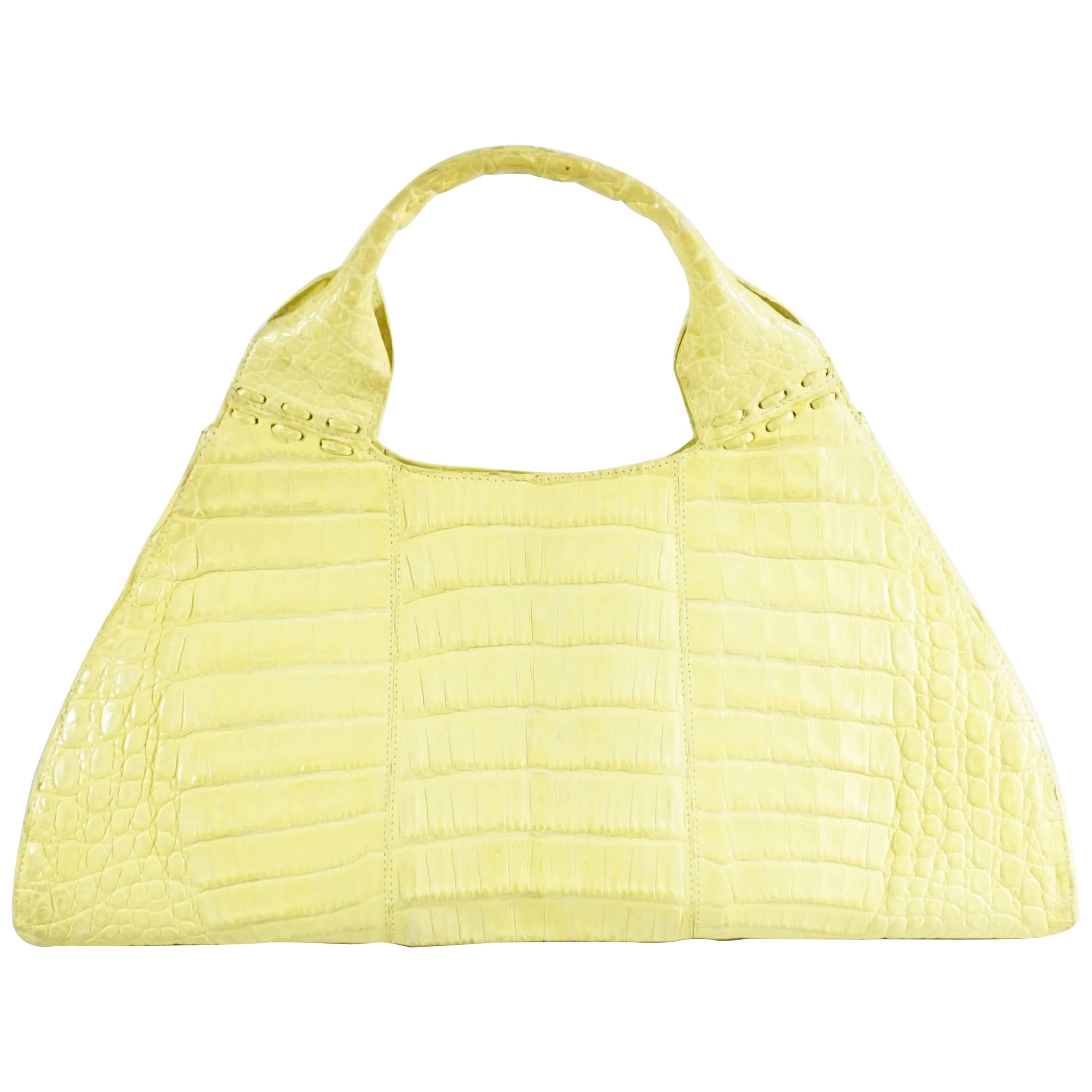 Nancy Gonzalez Yellow Crocodile Top Handle Bag