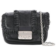 Christian Dior Black Leather Silver Chain Evening Crossbody Shoulder Flap Bag