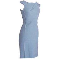 Roland Mouret Dress Blue Gray Exceptionally Styled 8 12