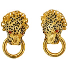 1989 Franklin Mint The Duchess Of Windsor Panther Knocker Earrings