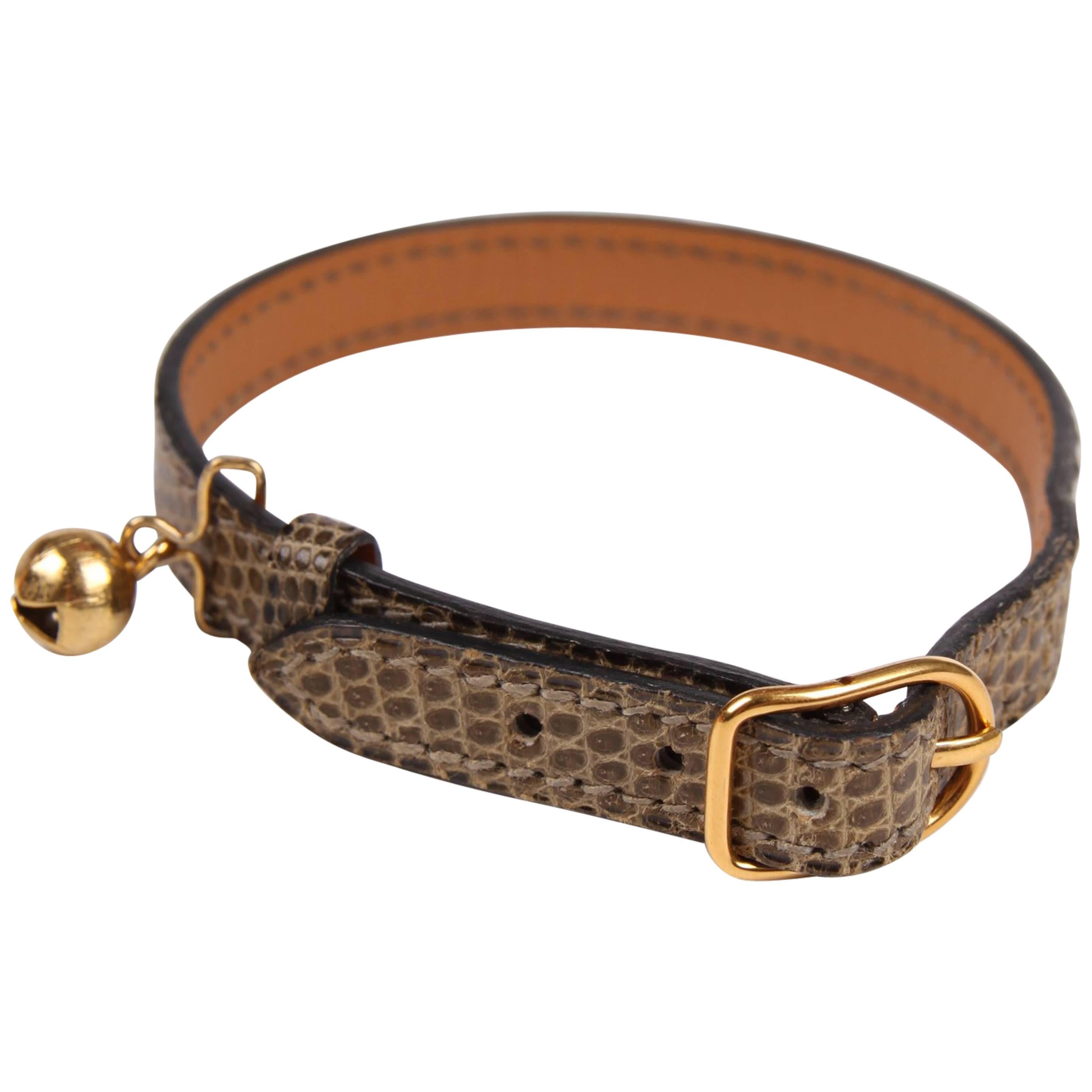 Hermes Bell Cat Collar Lizard Leather - green