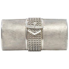 Vintage Rodo 1980s Silver Clutch with Buckle