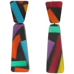 1980s Oversized Lucite Clip Chandelier Earrings by Harriet Bauknight for Kaso Vintage 1980s Oversized Lucite Clip Chandelier Earrings by Harriet Bauknight for Kaso