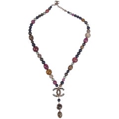   Chanel CC Necklace - silver/purple/gray   