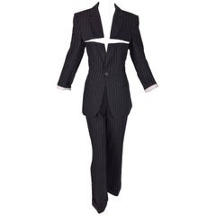 Iconic 1989 Jean Paul Gaultier Cut-out Chest Pinstripe Jacket Annie Lennox Suit 8