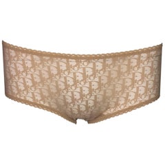 Unworn 1990's Christian Dior Nude Mesh Monogram Low Rise Panties 12