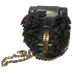 RARE 1990 Limited Edition Fendi Fold Over Chain Lizard Handbag