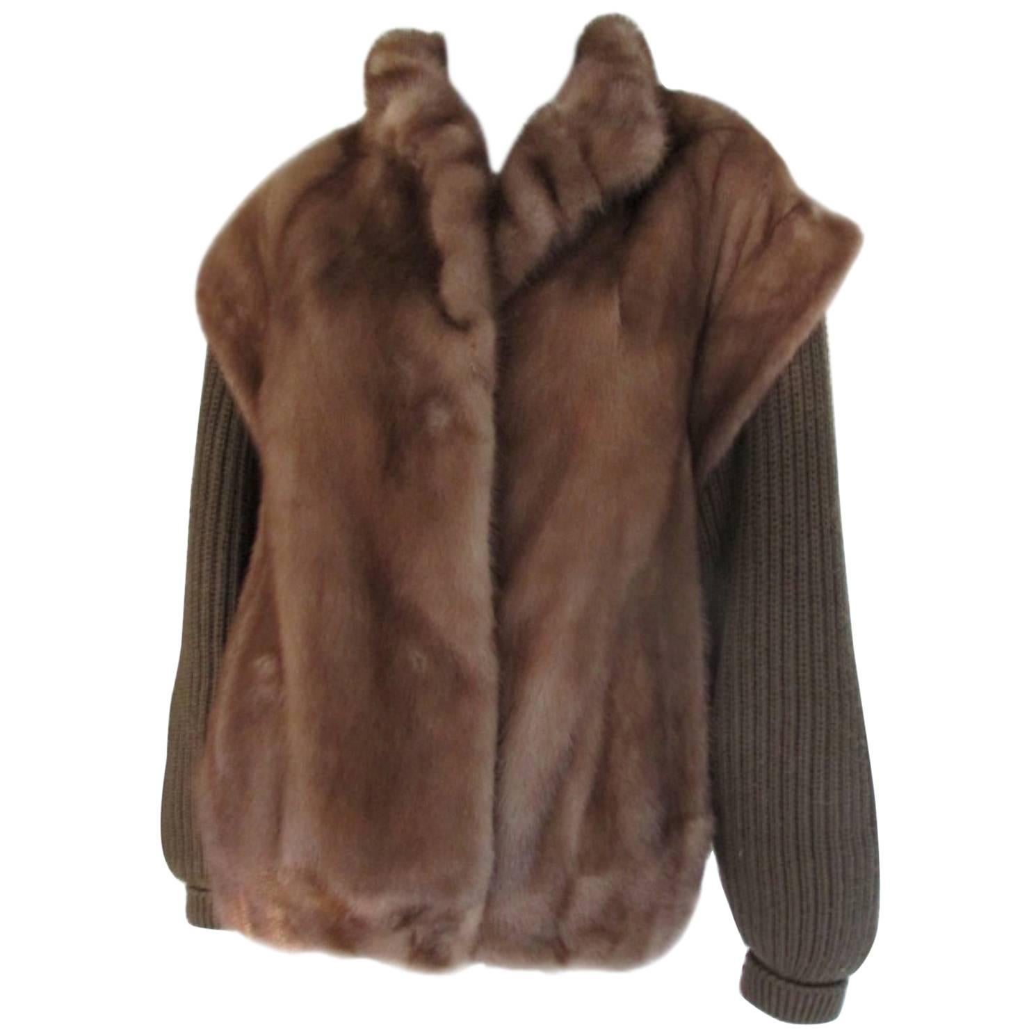 Mink Fur Jacket with Detachable Sleeves