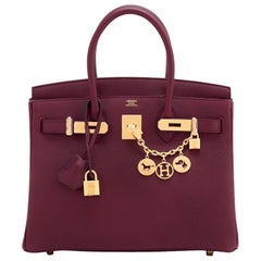 Hermes Bordeaux 30cm Birkin Togo Gold Hardware Wine Red A Stamp