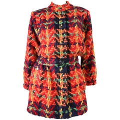 Yves Saint Laurent Multicolored Plaid Tweed Jacket