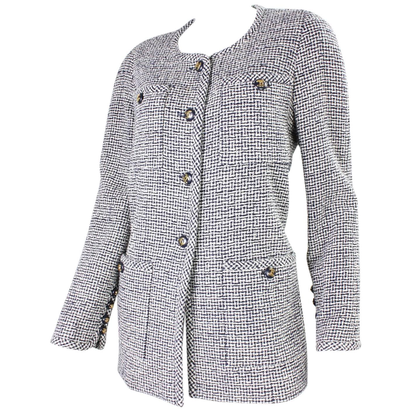 1980's Chanel Wool Boucle Jacket  For Sale