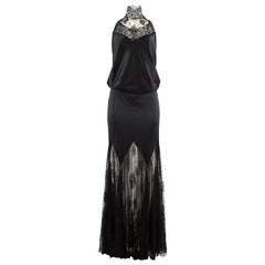 Retro Alexander McQueen Autumn-Winter 2001 black silk and lace evening dress 