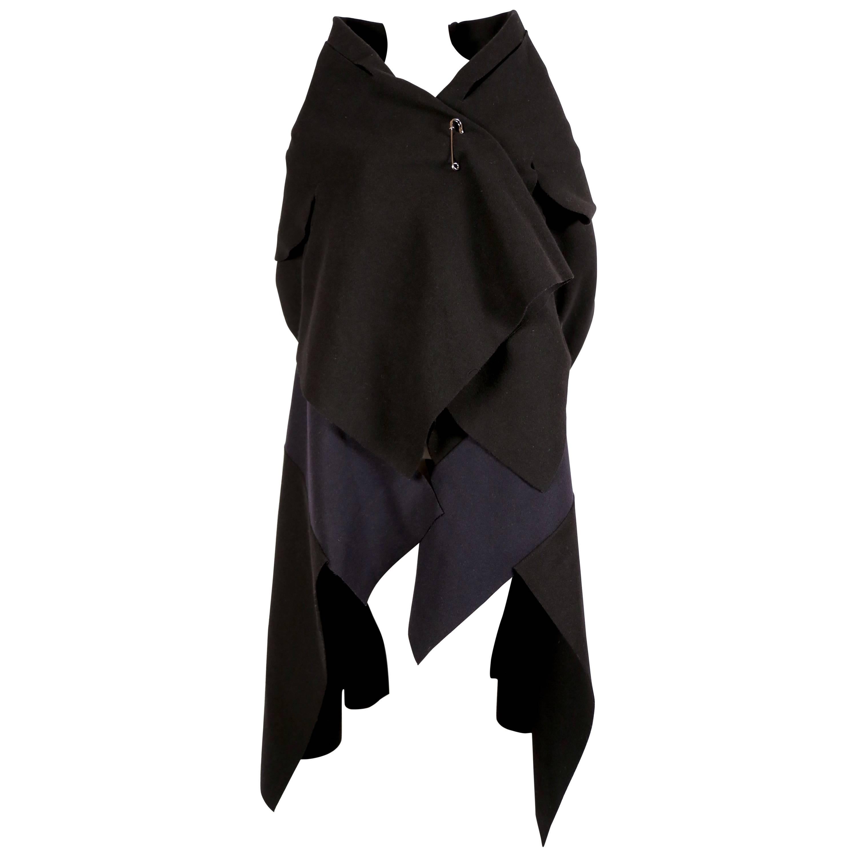 2003 COMME DES GARCONS black & navy felted long wool coat