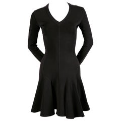 Azzedine Alaia black skater dress with v-neckline and long sleeves, 1990s 