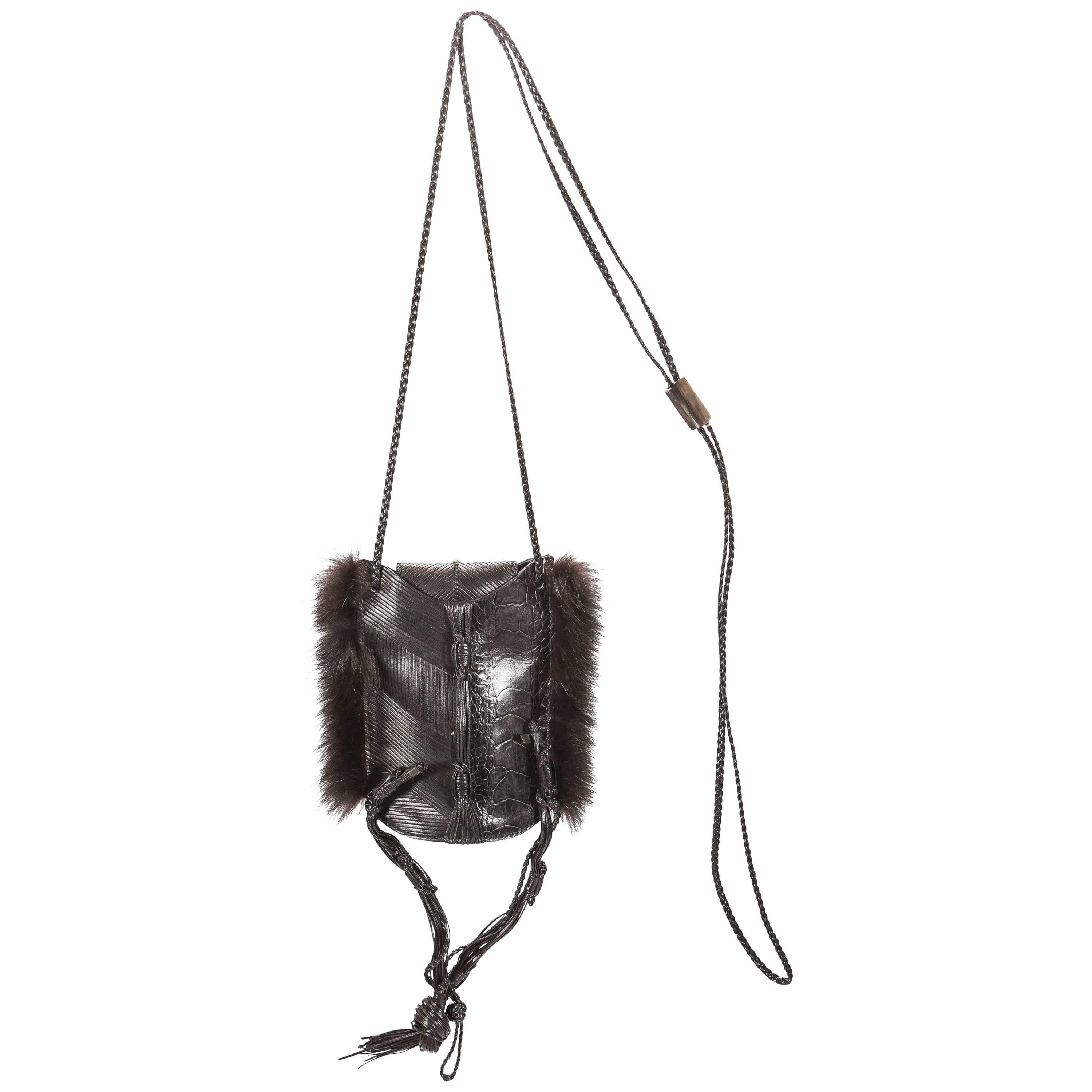 Tom Ford for Gucci Fall 2002 Alligator & Mink Fur Inro Handbag For Sale