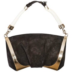 Tom Ford for Yves Saint Laurent S/S 2003 Black Suede & Gold Handbag & Horn 10