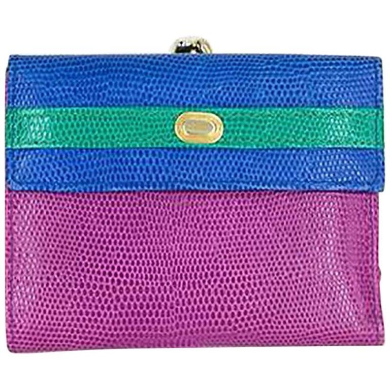 Neiman Marcus Multicolor Trifold Leather Wallet and Change Purse at