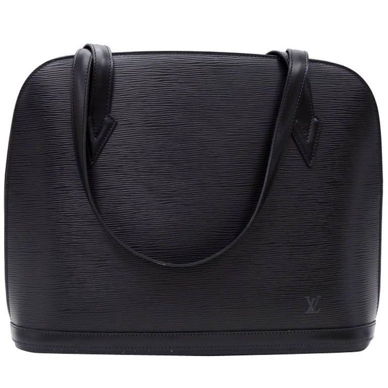 Vintage Louis Vuitton Lussac Black Epi Leather Large Shoulder Bag at 1stDibs