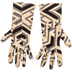 HERMES Glove 'Carré Cube' in Multicolored Silk Size M 4