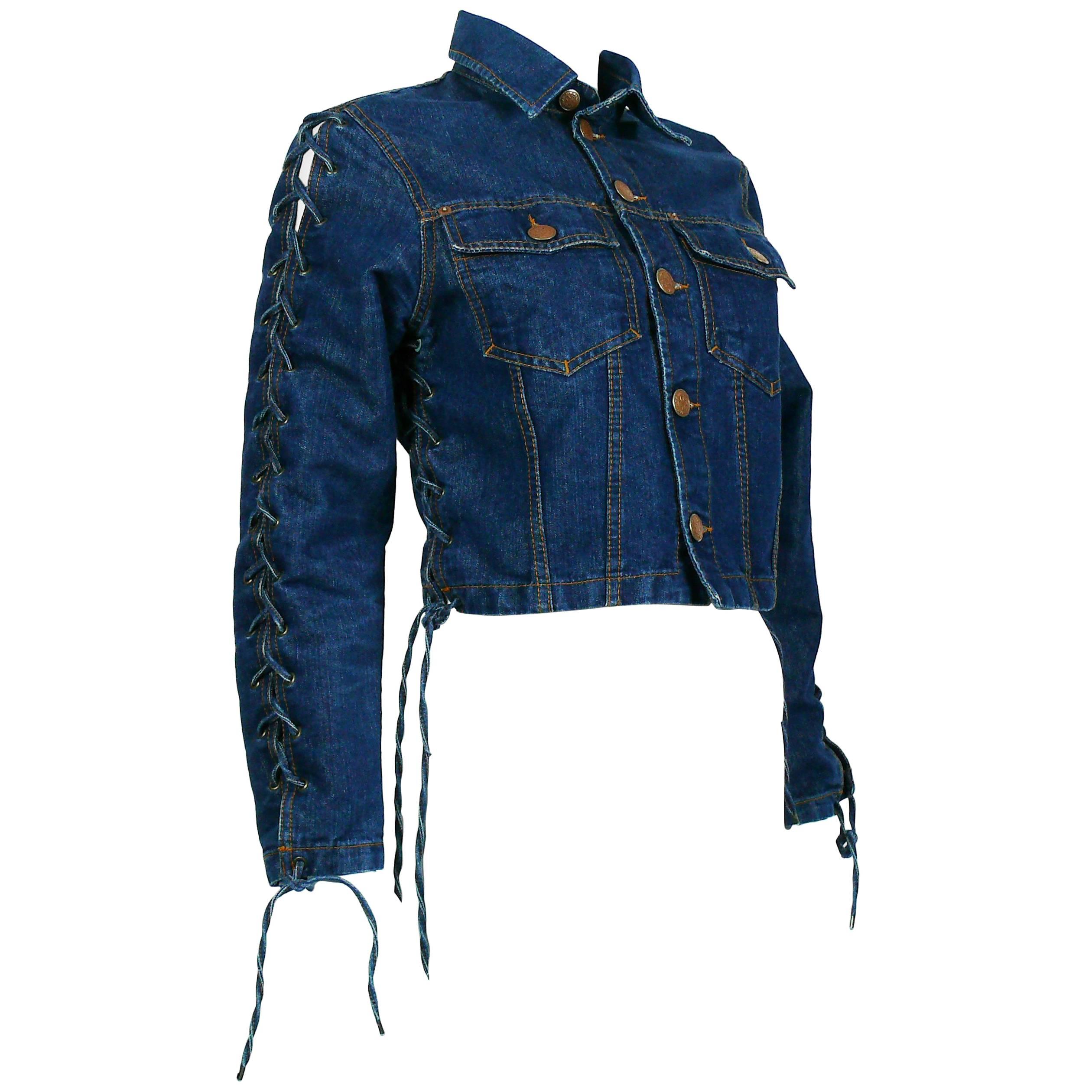 Jean Paul Gaultier Vintage Laced Denim Cropped Jacket