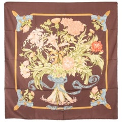 HERMES Vintage Brown Silk Scarf REGINA 1972 Leila Menchari 9