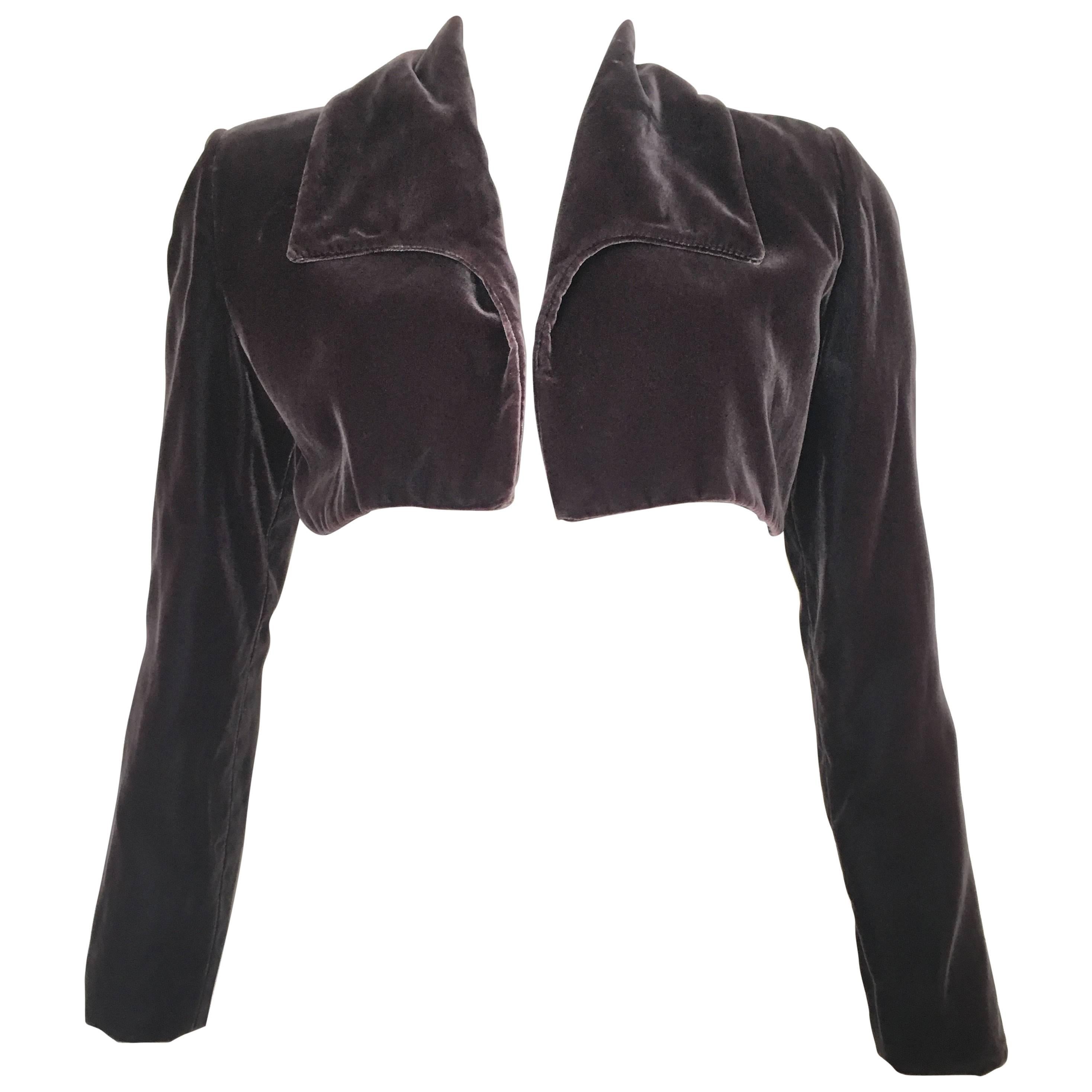 Donald Deal for Neiman Marcus Cropped Silk Velvet Jacket Size 6.  For Sale