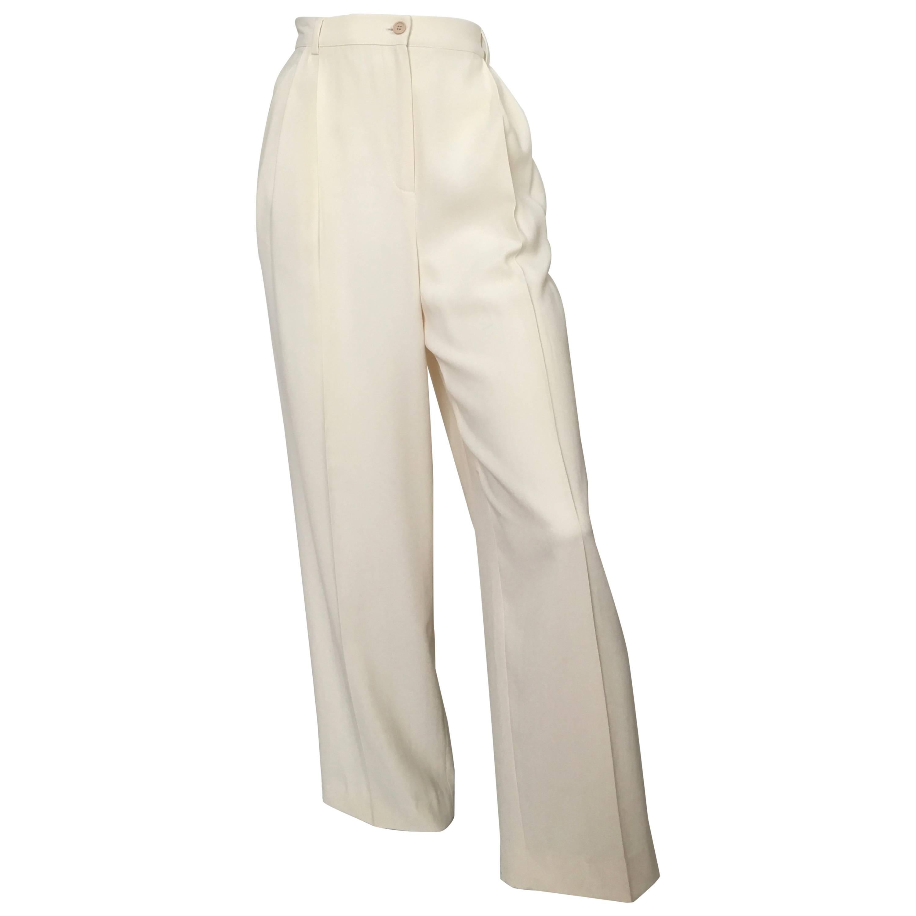 Valentino Cream Pleated Pants with Pockets Size 8. at 1stDibs | cream ...