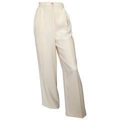 Valentino Cream Pleated Pants with Pockets Size 8.