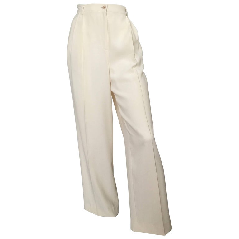 Valentino Cream Pleated Pants with Pockets Size 8. at 1stdibs