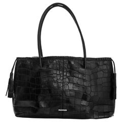 Gucci Black Crocodile Tote Bag with DB