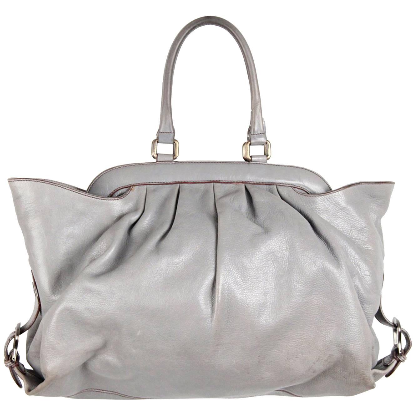 FENDI Gray Leather DOCTOR TOTE BAG