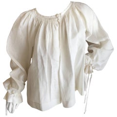 Tom Ford Ivory Linen Pin Tuck Blouse 1