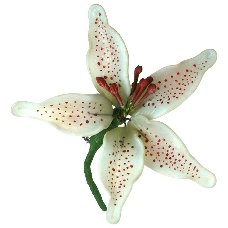 Rare Specimen Glass Lily Brooch, Early 20th Century