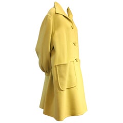 Vintage 1980s Valentino Couture Pistachio Cashmere Swing Coat w Balloon Cuff and Pockets