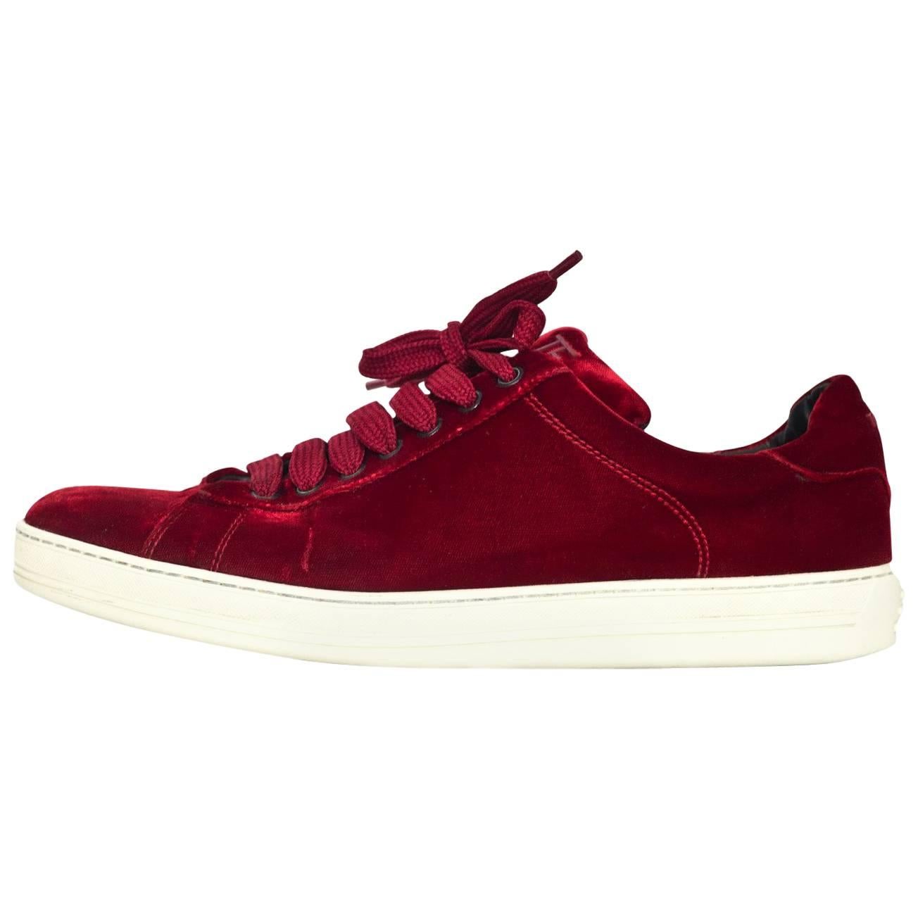 Tom Ford Men's Red Velvet Russell Sneakers Sz 10