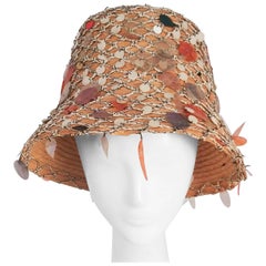 1960s Straw Summer Mermaid Cloche w/ Sequins