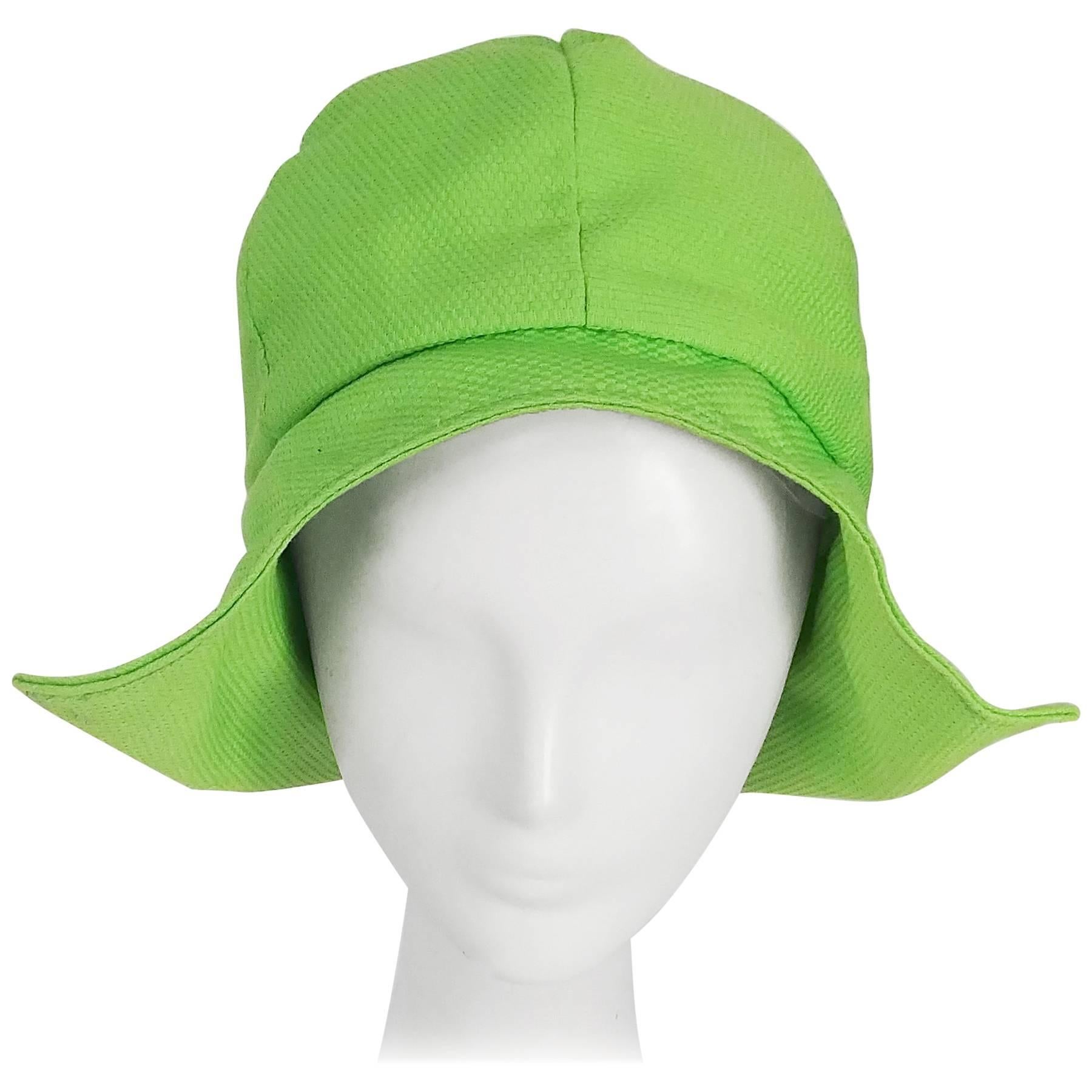 1960s Lime Green Mod Summer Cloche Hat