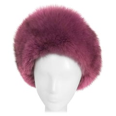 Vintage 1960s Purple Fox Fur and Leather Hat