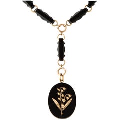 Antique Onyx Chain and Locket 7