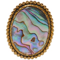 Abalone naturale con spilla in oro dorato