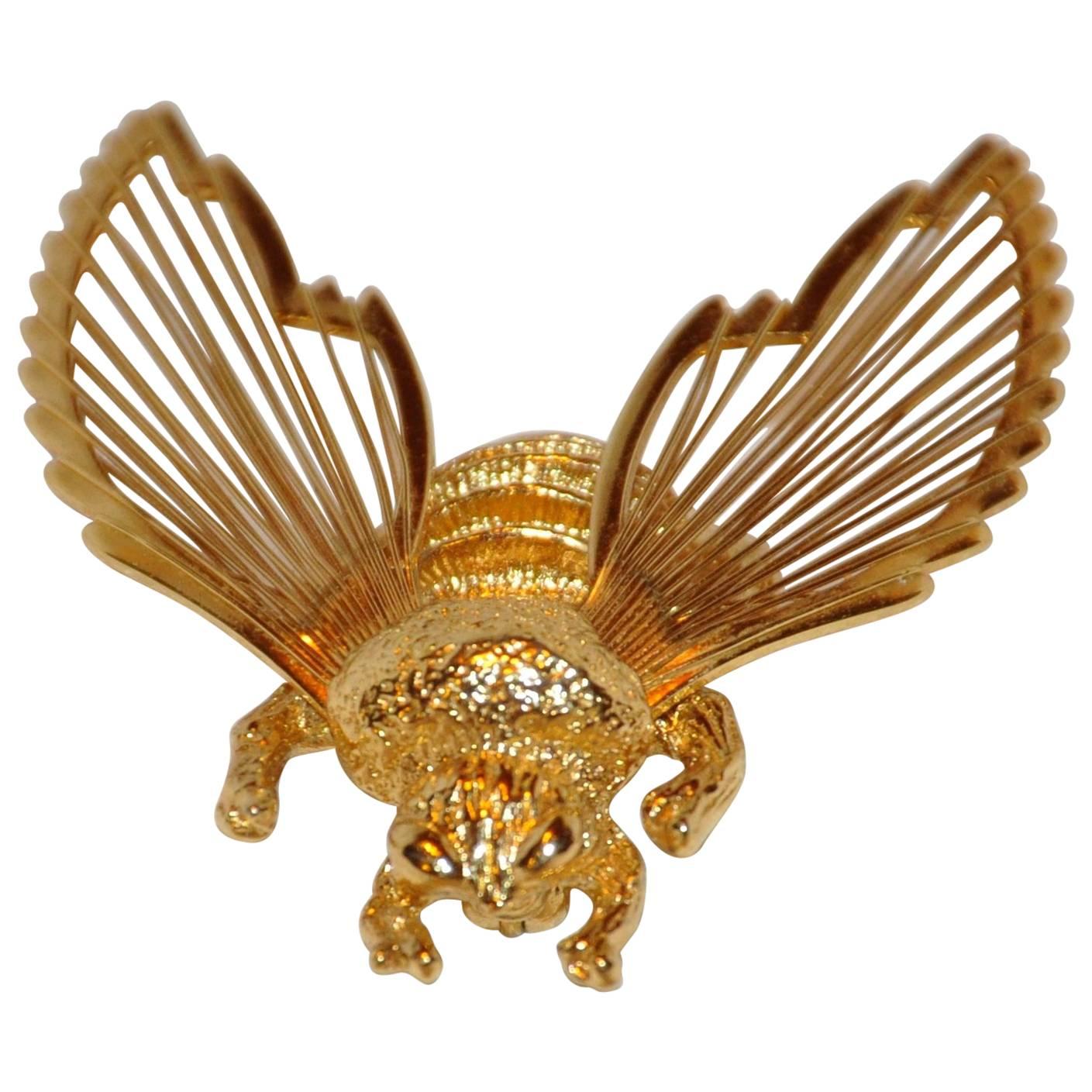 Brosche "Bumble Bee" aus vergoldetem Gold mit Vermeil-Hardware im Angebot