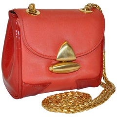 MCM Red with Red Patent Leather Calfskin Miniature Evening Shoulder Bag