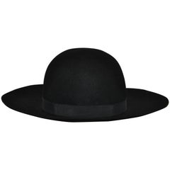 Vintage Yves Saint Laurent Black Wool Felt Wide Brim Hat