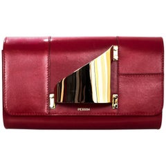 Perrin Red Leather L'Eiffel Glove Clutch with DB 9