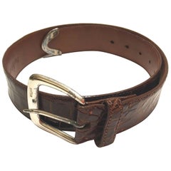 Ralph Lauren Brown Alligator Belt - Sterling Silver Buckle - Size 90 / 75 10