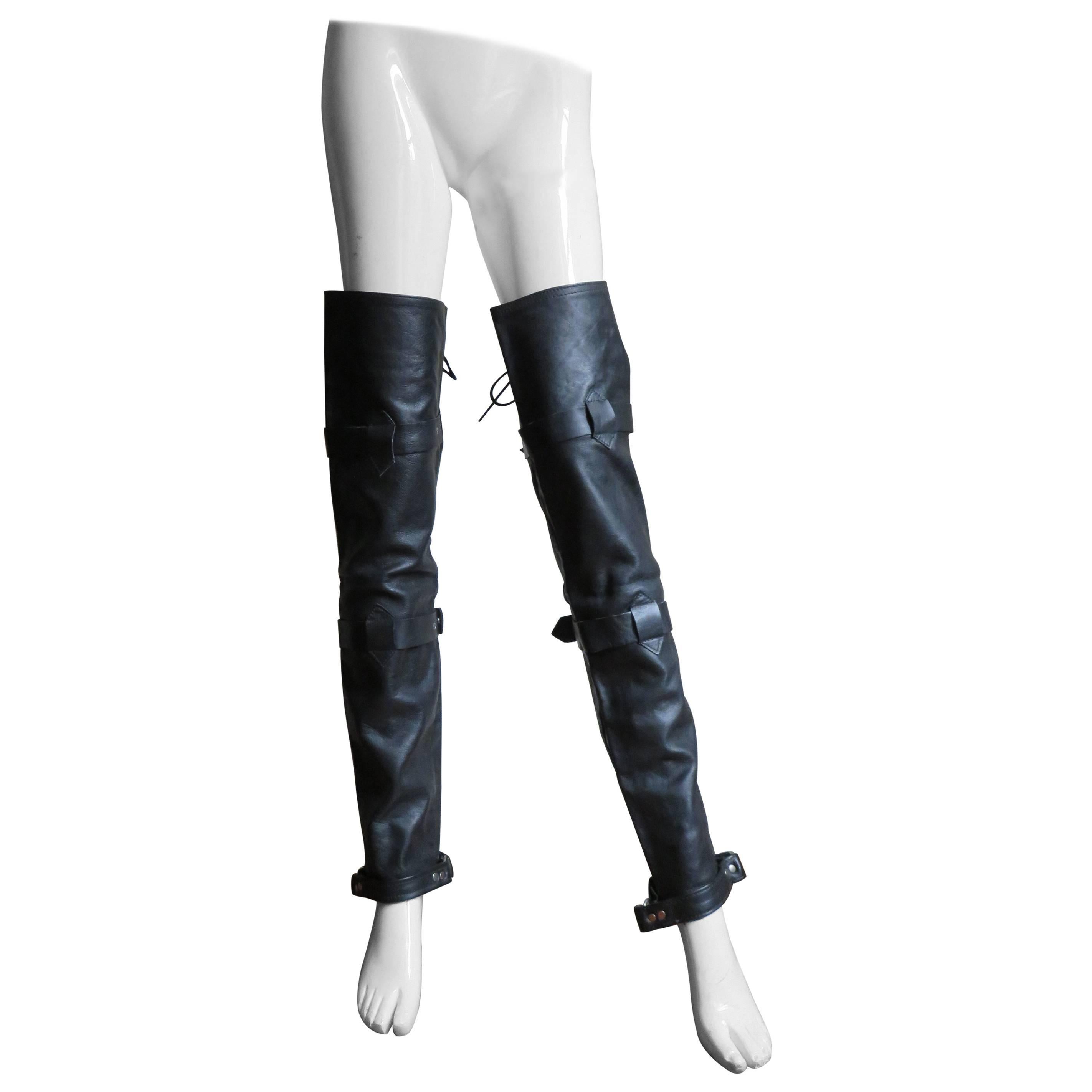 1980's Leather Leg Warmers at 1stDibs