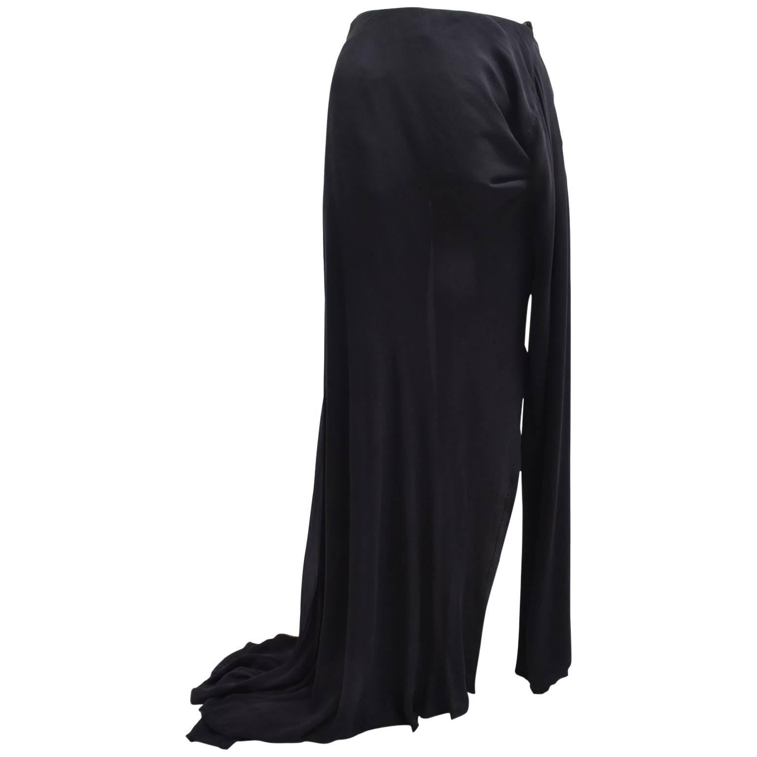 Vivienne Westwood ‘Acorn’ Black Asymmetric Skirt with Side Knot and Slit Details For Sale