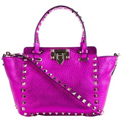 Valentino Metallic Mini Rockstud Trapeze Pink Tote Bag 2